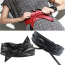 Women soft Faux Leather Long Body Shaping Bow Tie Belt
