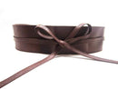 Women soft Faux Leather Long Body Shaping Bow Tie Belt