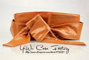 Women soft Faux Leather Long Body Shaping Bow Tie Belt