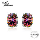 Women Solid 925 Sterling Silver Fire Rainbow Mystic Topaz Studs--JadeMoghul Inc.