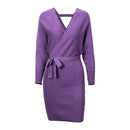 Women Solid V-Neck Batwing Sleeve Dress