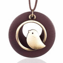 Women Statement Bird Wooden Bead Long Pendant-A-JadeMoghul Inc.