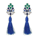 Women Statement Silk Tassel And Rhinestone Long Earrings
