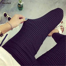 Women Striped Cotton Ankle Length Stretch Pants AExp