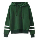 Women Stripped Long Sleeve Pullover Fleece Hoodie