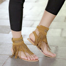 Women Summer Beach Sandals With Tassel Detailing-Brown-5-JadeMoghul Inc.