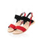 Women Summer Color Block Sandals With Ankle Strap Buckle Closure