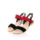 Women Summer Color Block Sandals With Ankle Strap Buckle Closure