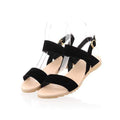 Women Summer Color Block Sandals With Ankle Strap Buckle Closure