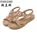 Women Summer Comfy Sandals In Solid Colors With Flower Detailing