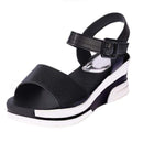Wedge Sandals - Platform Wedges With Pin Buckle Closure