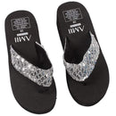 Wedge Sandals Sequined Thong Style Wedge Slippers
