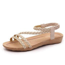 Women Summer Slip On Sandals With Beads/ Crystal / Braid Detailing