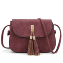 Women Tassel Decorated Patent Leather Cross Body Bag-Burgundy-Mini(Max Length<20cm)-JadeMoghul Inc.