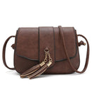 Women Tassel Decorated Patent Leather Cross Body Bag-Dark Brown-Mini(Max Length<20cm)-JadeMoghul Inc.