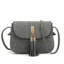 Women Tassel Decorated Patent Leather Cross Body Bag-Grey-Mini(Max Length<20cm)-JadeMoghul Inc.