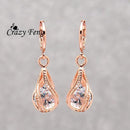 Women Trendy Rose Gold Color Water Drop Crystal Drop Earrings-white-JadeMoghul Inc.