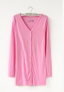 Women Tunic Length Cardigan Sweater-Nine pink-One Size-JadeMoghul Inc.