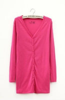 Women Tunic Length Cardigan Sweater-rose red-One Size-JadeMoghul Inc.