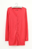 Women Tunic Length Cardigan Sweater-Watermelon red-One Size-JadeMoghul Inc.