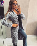 Women Twisted Cable Long Cardigan AExp