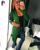 Women Twisted Cable Long Cardigan AExp