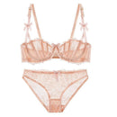 Women Ultra Thin Lace Bra And Panties Set-Pink-70A-JadeMoghul Inc.
