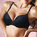 Women Underwire Padded Push Up Embroidery Lace Bra-Black-70A-JadeMoghul Inc.