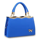 Women Unique Cut Patent Leather Hand Bag-Blue-China-JadeMoghul Inc.