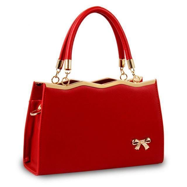 Women Unique Cut Patent Leather Hand Bag-Red-China-JadeMoghul Inc.