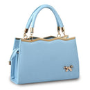 Women Unique Cut Patent Leather Hand Bag-Sky Blue-China-JadeMoghul Inc.