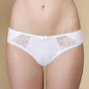 Women Unique Design Low-Rise Cotton And Lace Briefs-White-L-JadeMoghul Inc.