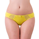 Women Unique Design Low-Rise Cotton And Lace Briefs-Yellow-M-JadeMoghul Inc.