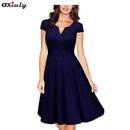 Women V Neck Casual A-line Dress