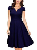 Women V Neck Casual A-line Dress