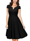 Women V Neck Casual A-line Dress