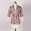 Women V neck Long Sleeve Floral Shirt Top