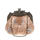 Women Victorian Silk Clutch With Heavy Floral Beaded Embroidery-champagne-JadeMoghul Inc.