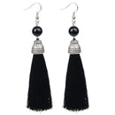 Women Vintage Fringe Tassel Earrings With Natural Stone Bead