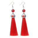 Women Vintage Fringe Tassel Earrings With Natural Stone Bead