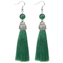 Women Vintage Fringe Tassel Earrings With Natural Stone Bead