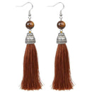 Women Vintage Fringe Tassel Earrings With Natural Stone Bead