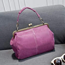 Women Vintage Patent Leather Bag With Metal Clasp Closure