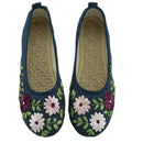 Women Vintage Ribbon Embroidered Flat Pump Shoes
