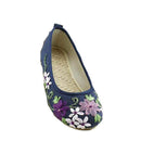 Women Vintage Ribbon Embroidered Flat Pump Shoes