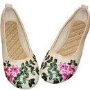 Women Vintage Ribbon Embroidered Flat Pump Shoes