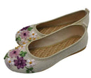 Women Vintage Ribbon Embroidered Flat Pump Shoes