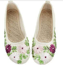 Women Vintage Ribbon Embroidered Flat Pump Shoes