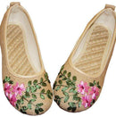 Women Vintage Ribbon Embroidered Flat Pump Shoes