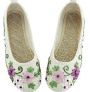 Women Vintage Ribbon Embroidered Flat Pump Shoes